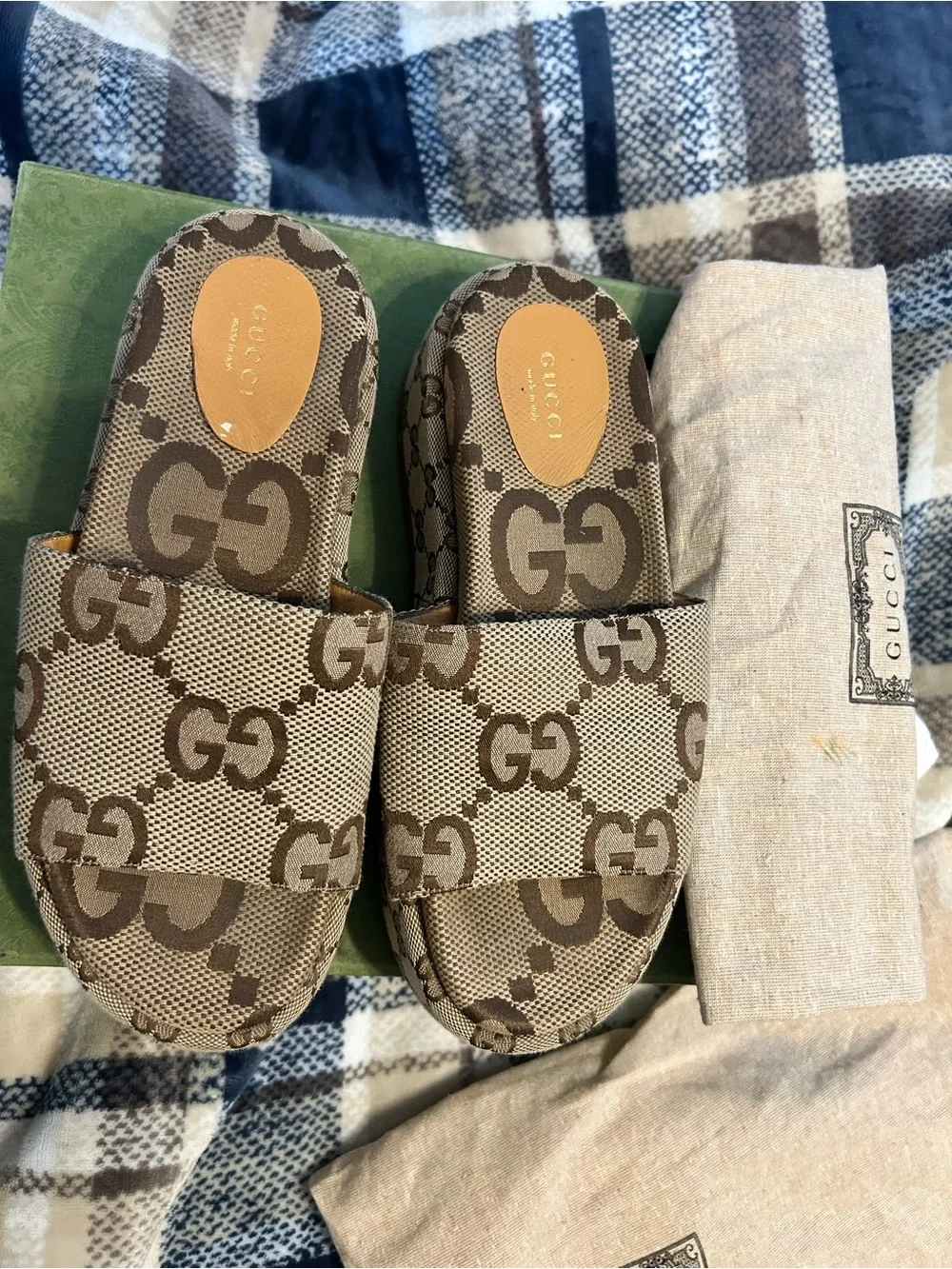 Gucci Brown GG Monogram Canvas Slide Sandals for Men